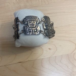 Vintage Colombia/Mexican Sterling Tiki bracelet